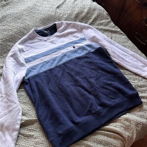 IMen's Colorblock Crewneck Sweater - Navy, Light Blue & White